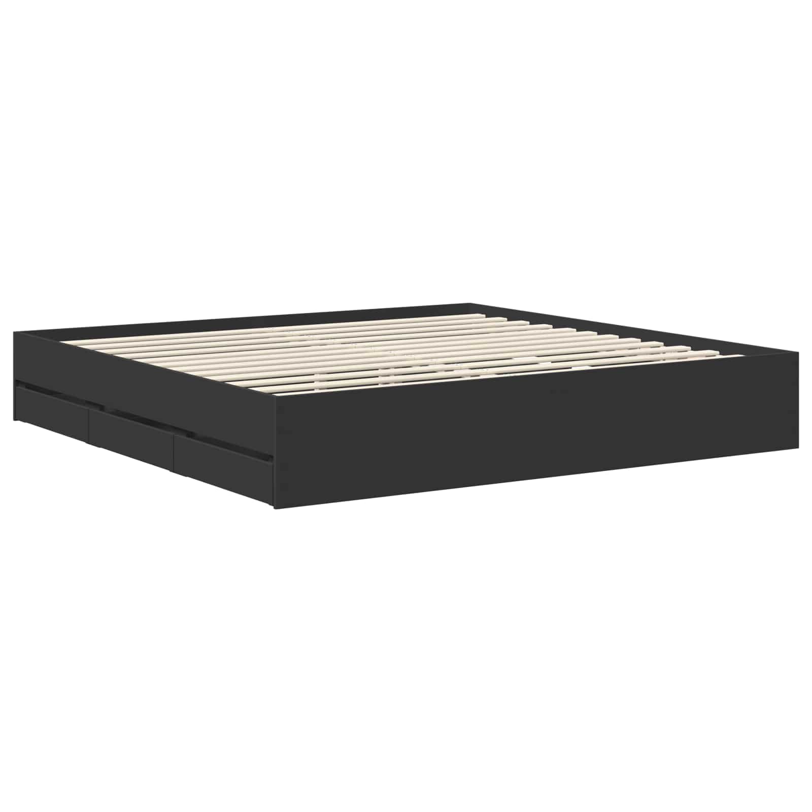 Bed Frame with Drawer Black 200 x 200 cm Engineer Wood