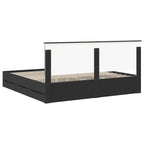 Bed Frame with Drawer Black 200 x 200 cm Engineer Wood
