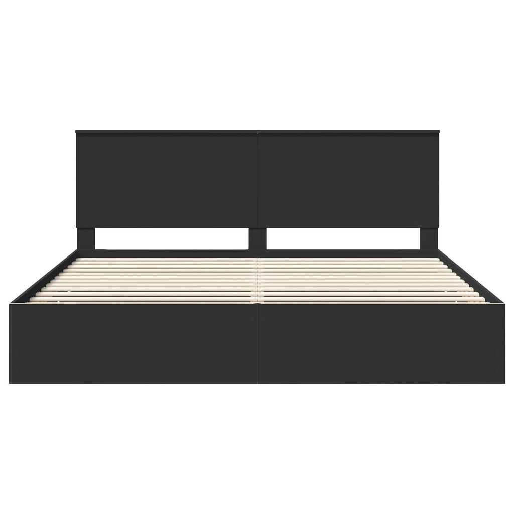Bed Frame with Drawer Black 200 x 200 cm Engineer Wood