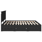 Bed Frame with Drawer Black 200 x 200 cm Engineer Wood
