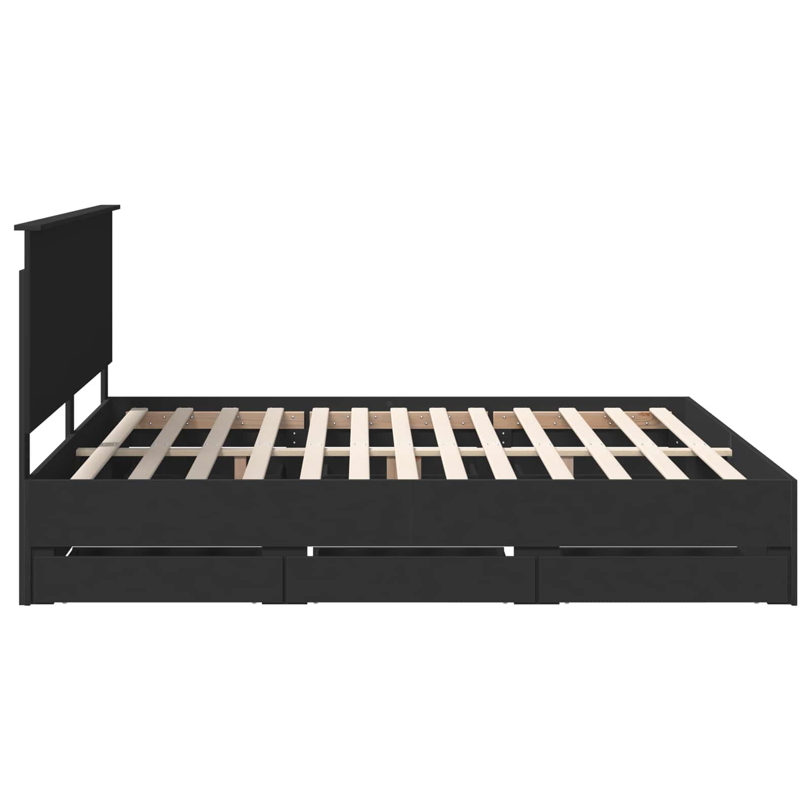 Bed Frame with Drawer Black 200 x 200 cm Engineer Wood
