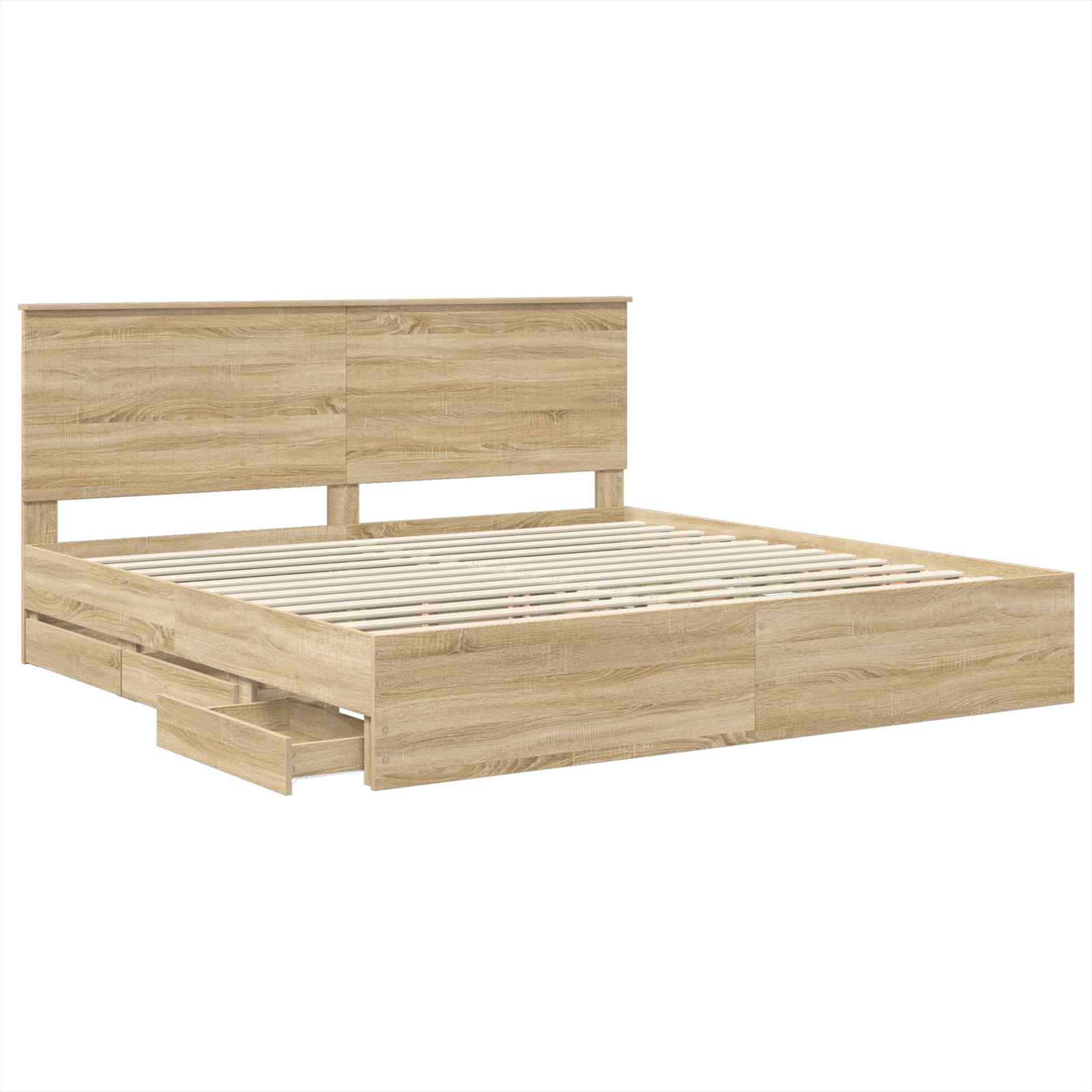 Bed Frame with Drawer Sonoma Oak 200 x 200 cm Engineer Wood