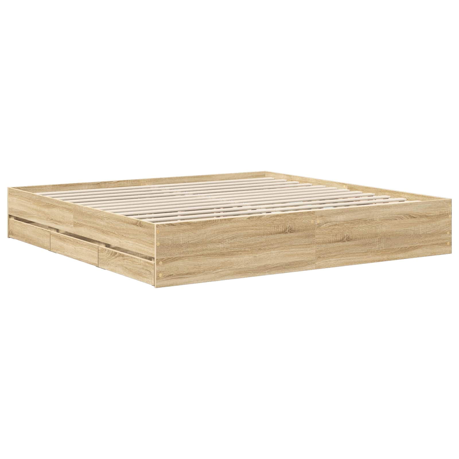 Bed Frame with Drawer Sonoma Oak 200 x 200 cm Engineer Wood