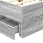 Bed Frame with Drawer Grey Sonoma 200 x 200 cm Engineer Wood