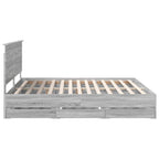 Bed Frame with Drawer Grey Sonoma 200 x 200 cm Engineer Wood