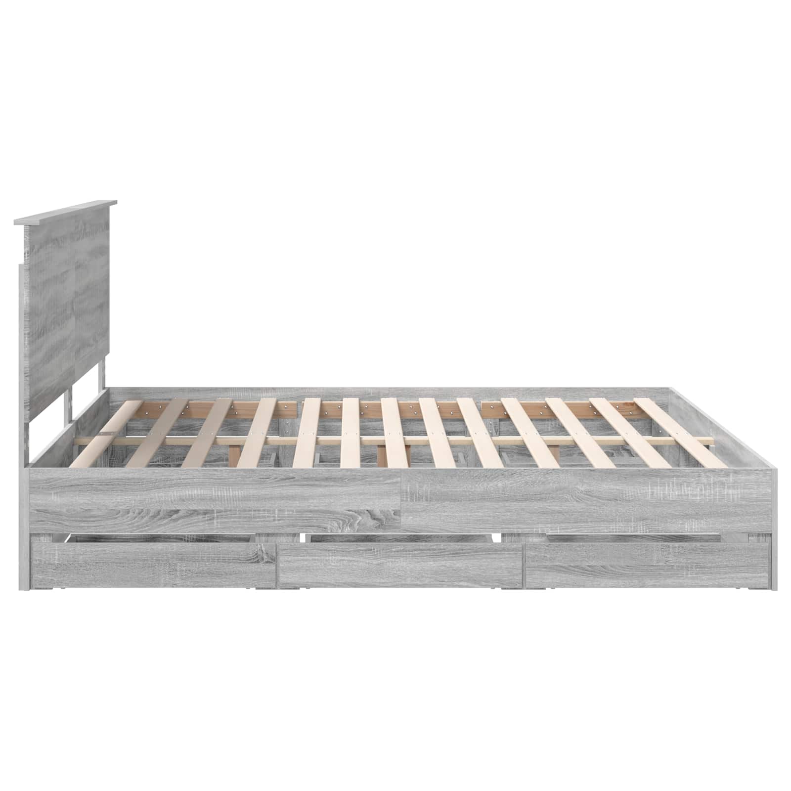 Bed Frame with Drawer Grey Sonoma 200 x 200 cm Engineer Wood
