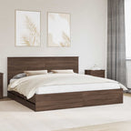 Bed Frame with Drawer Brown Oak 200 x 200 cm Engineer Wood
