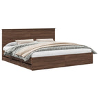 Bed Frame with Drawer Brown Oak 200 x 200 cm Engineer Wood