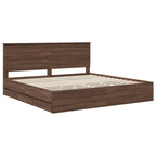 Bed Frame with Drawer Brown Oak 200 x 200 cm Engineer Wood
