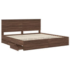 Bed Frame with Drawer Brown Oak 200 x 200 cm Engineer Wood