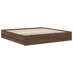 Bed Frame with Drawer Brown Oak 200 x 200 cm Engineer Wood
