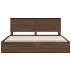 Bed Frame with Drawer Brown Oak 200 x 200 cm Engineer Wood