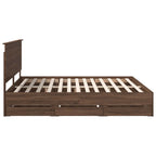 Bed Frame with Drawer Brown Oak 200 x 200 cm Engineer Wood