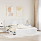 Bed Frame with Drawer White 180 x 200 cm Engineer Wood