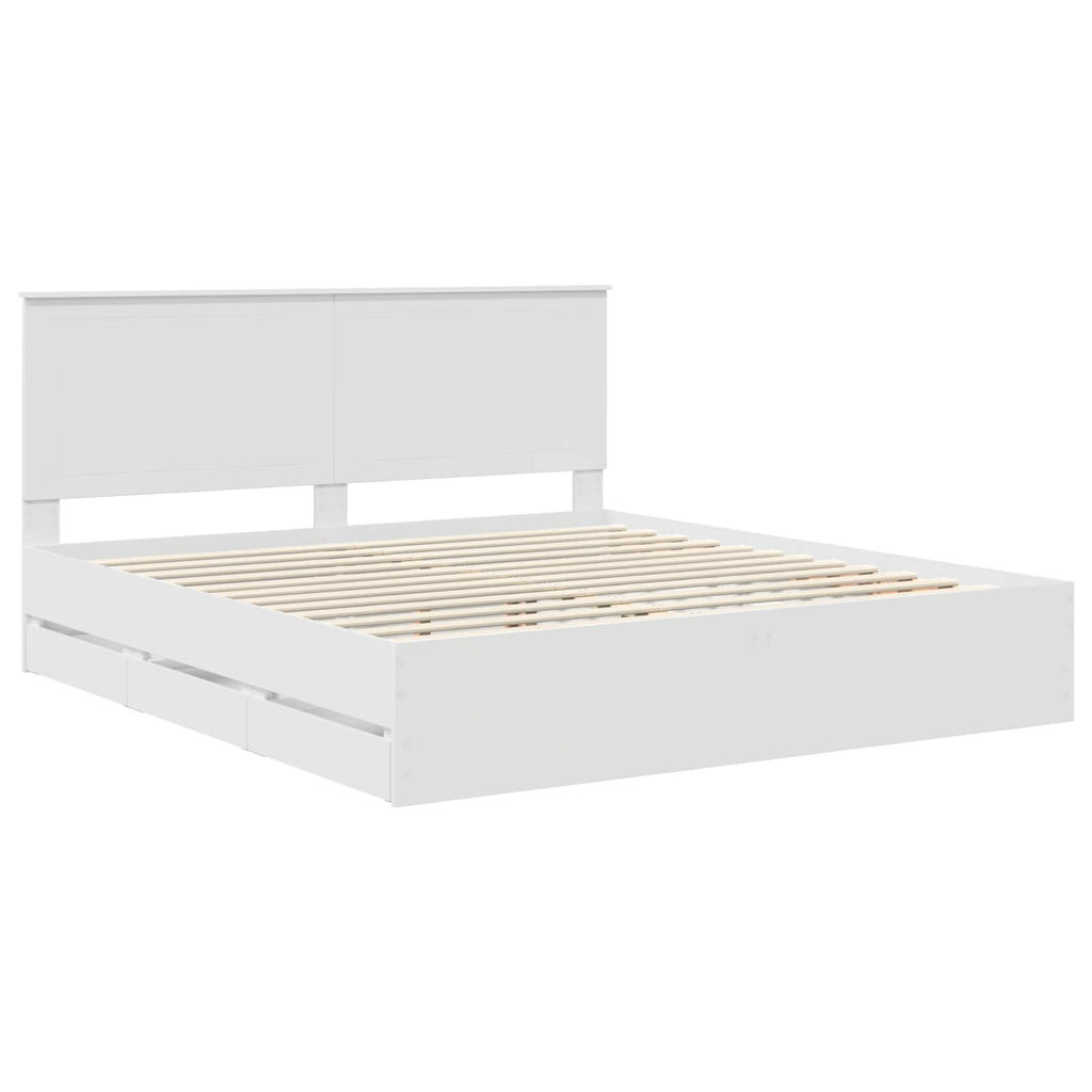 Bed Frame with Drawer White 180 x 200 cm Engineer Wood