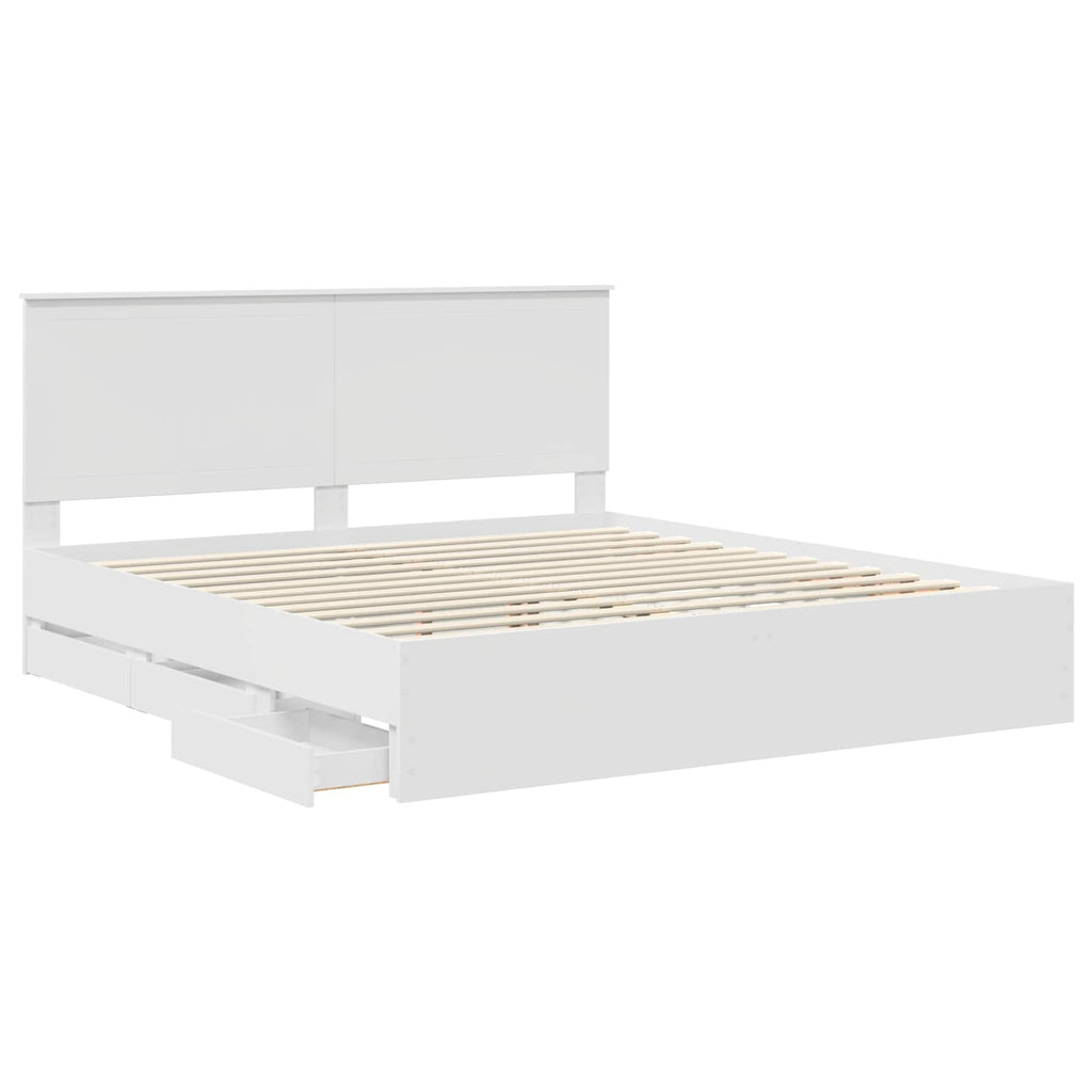 Bed Frame with Drawer White 180 x 200 cm Engineer Wood