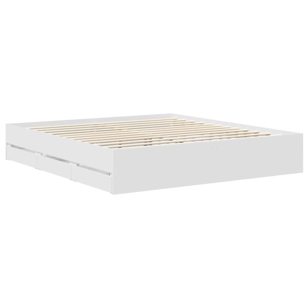 Bed Frame with Drawer White 180 x 200 cm Engineer Wood