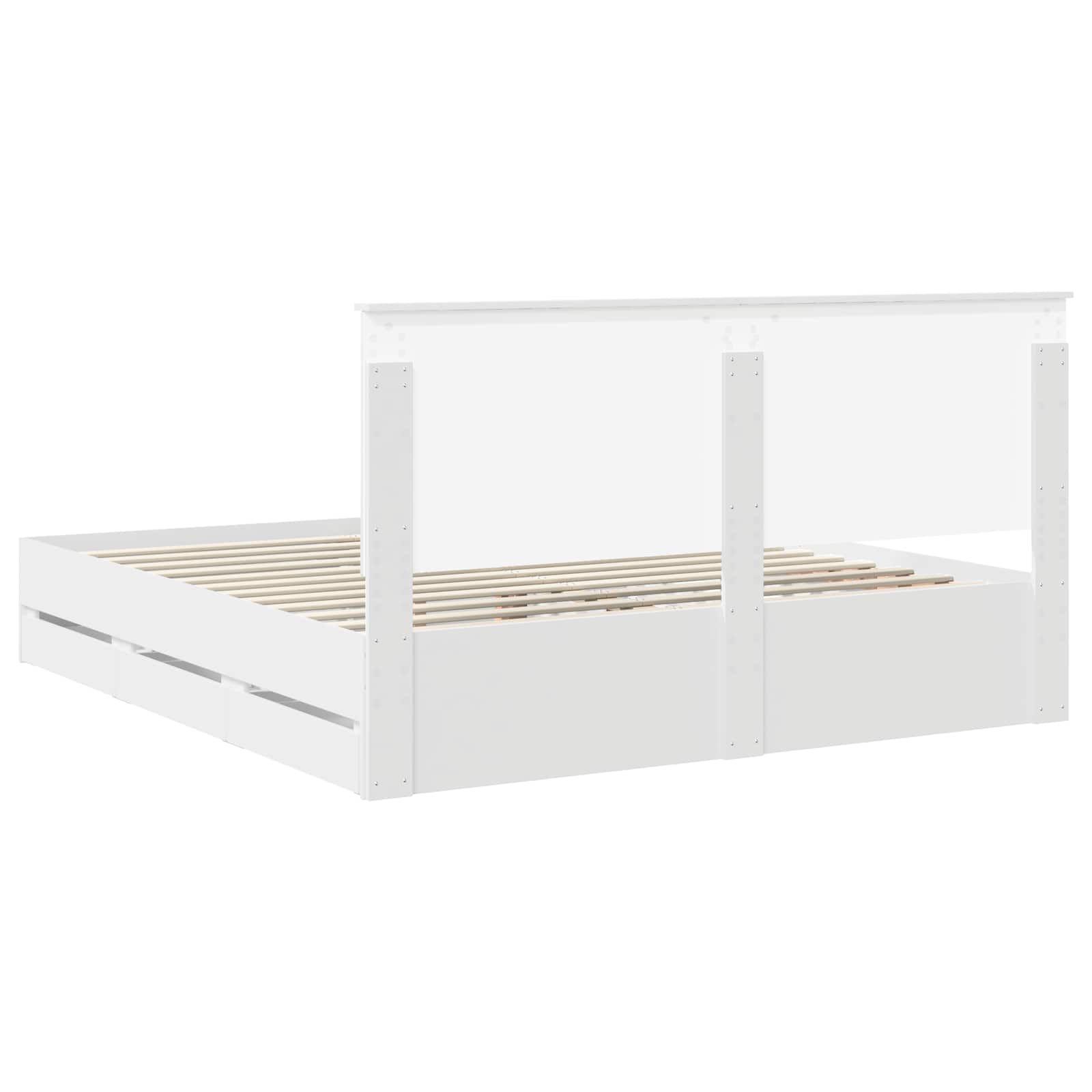 Bed Frame with Drawer White 180 x 200 cm Engineer Wood