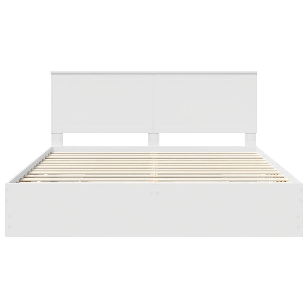 Bed Frame with Drawer White 180 x 200 cm Engineer Wood