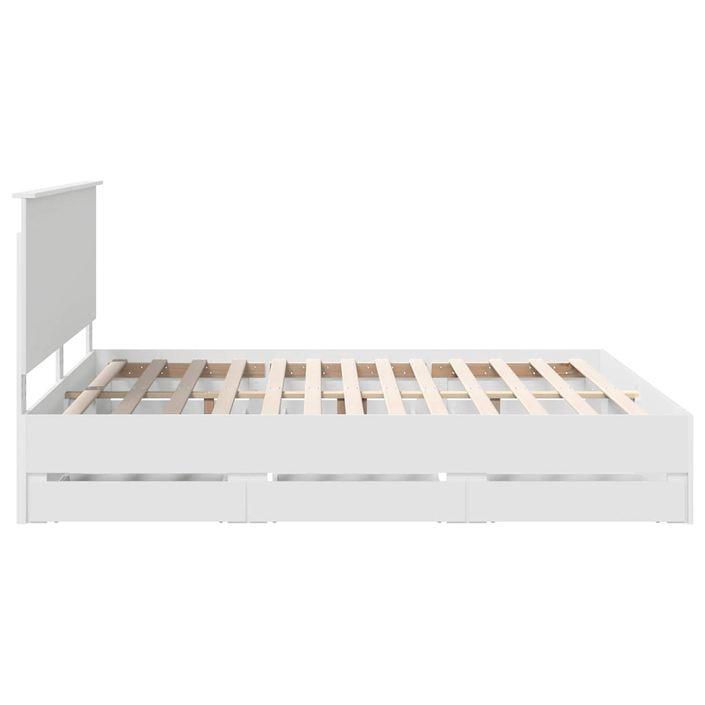 Bed Frame with Drawer White 180 x 200 cm Engineer Wood