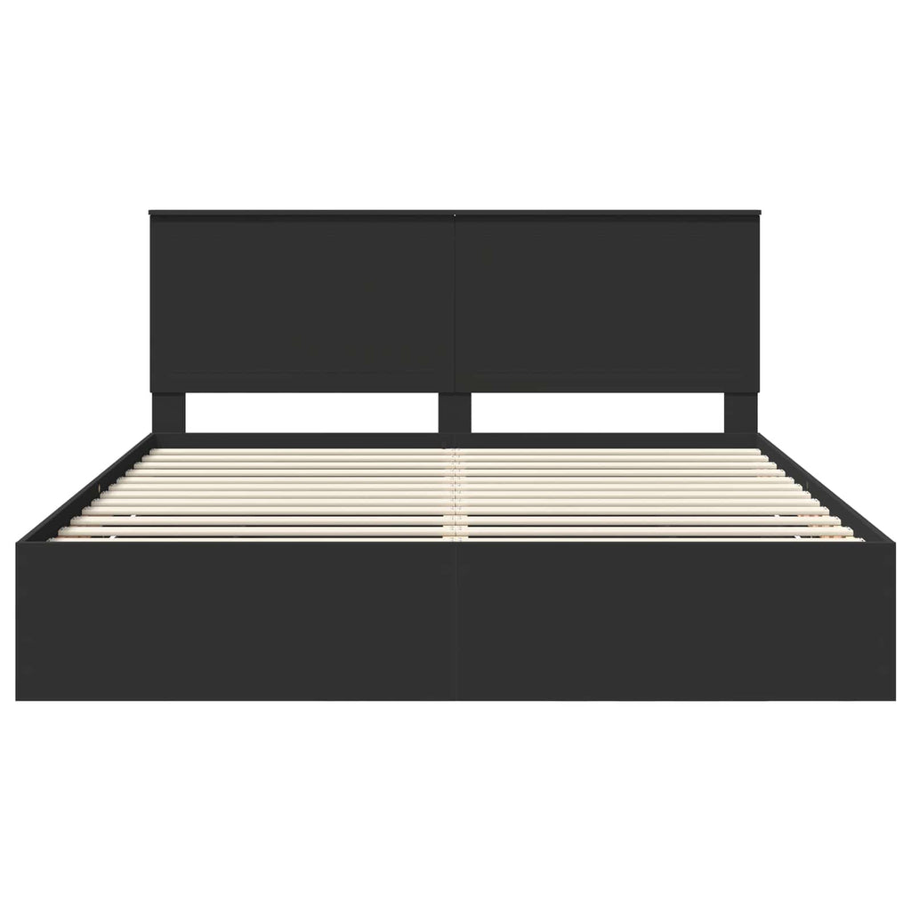 Bed Frame with Drawer Black 180 x 200 cm Engineer Wood