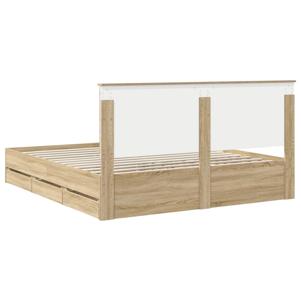 Bed Frame with Drawer Sonoma Oak 180 x 200 cm Engineer Wood