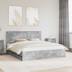 Bed Frame with Drawer Concrete Grey 180 x 200 cm Engineer Wood