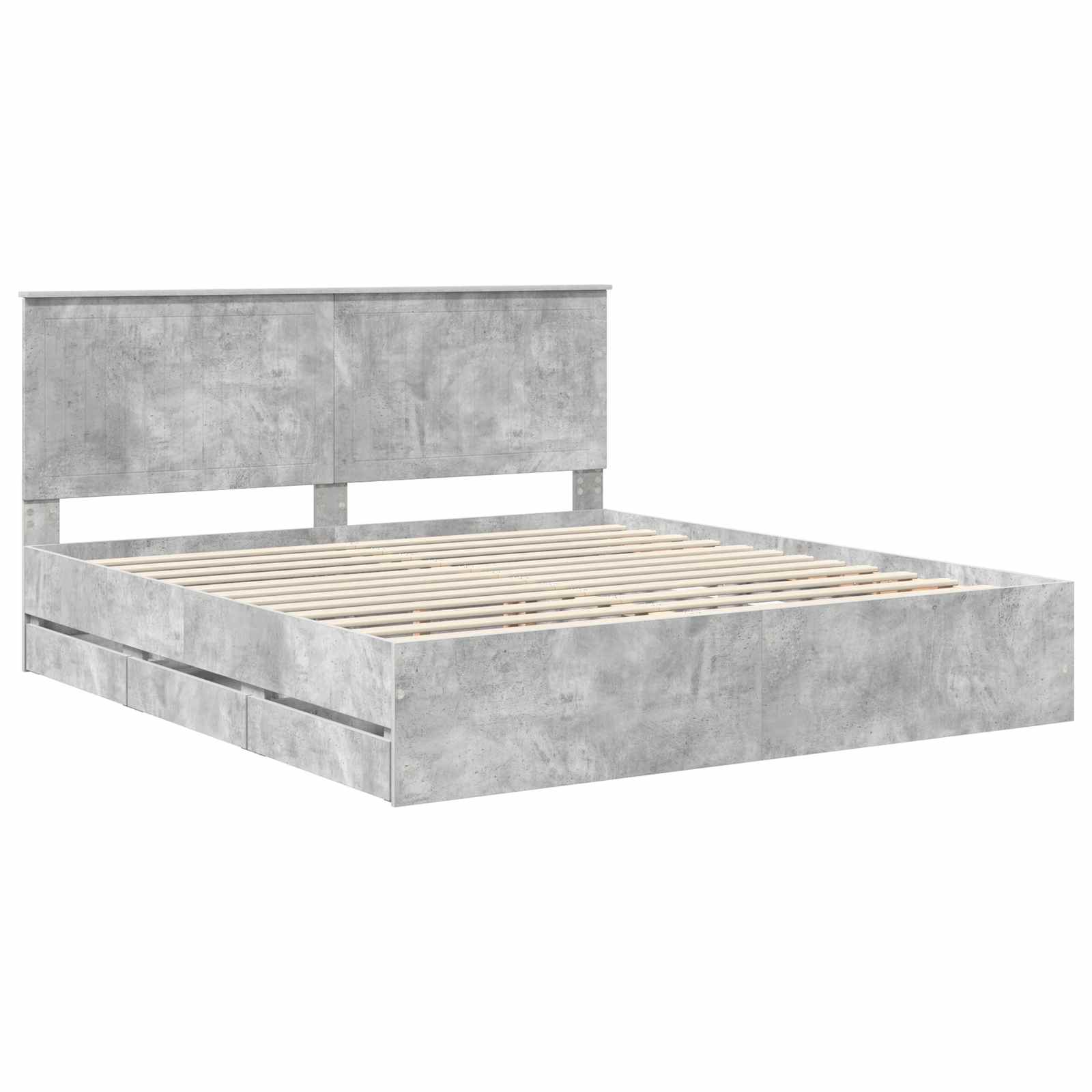Bed Frame with Drawer Concrete Grey 180 x 200 cm Engineer Wood