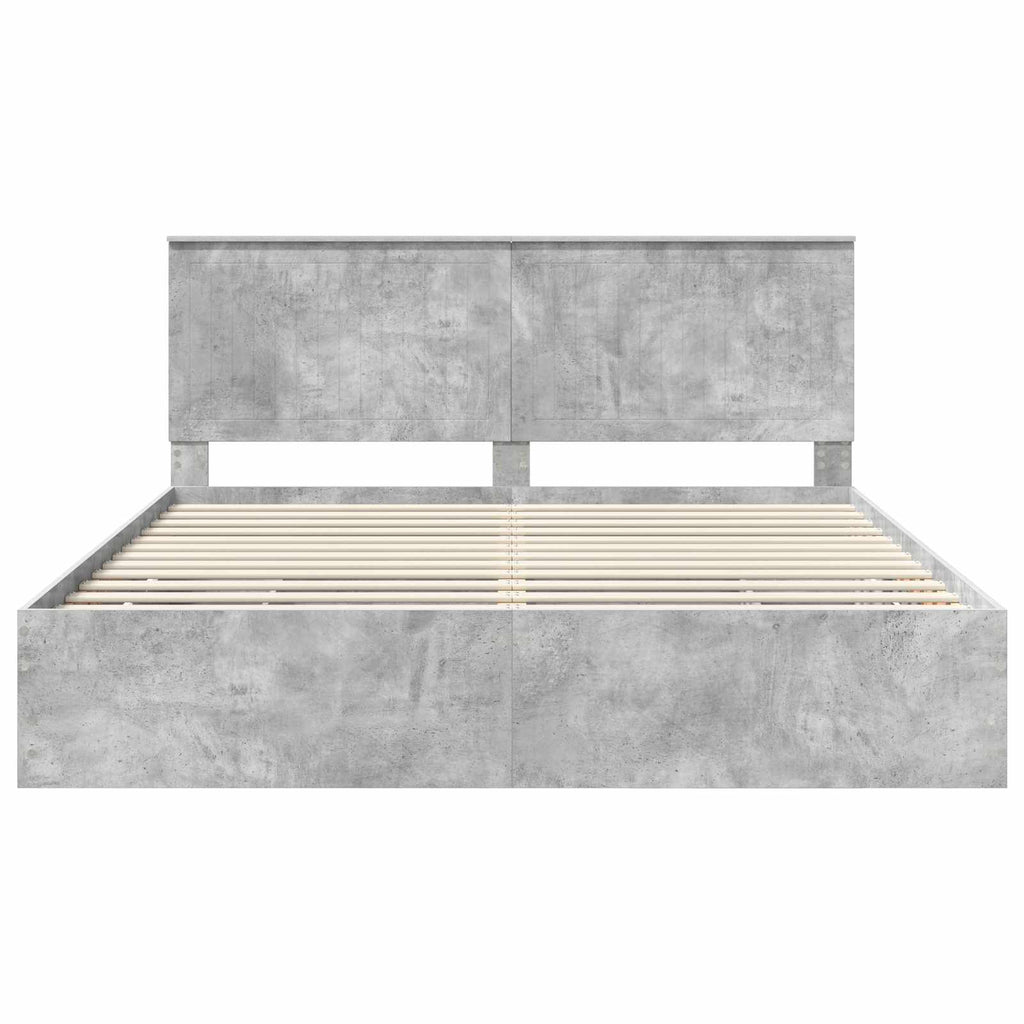 Bed Frame with Drawer Concrete Grey 180 x 200 cm Engineer Wood