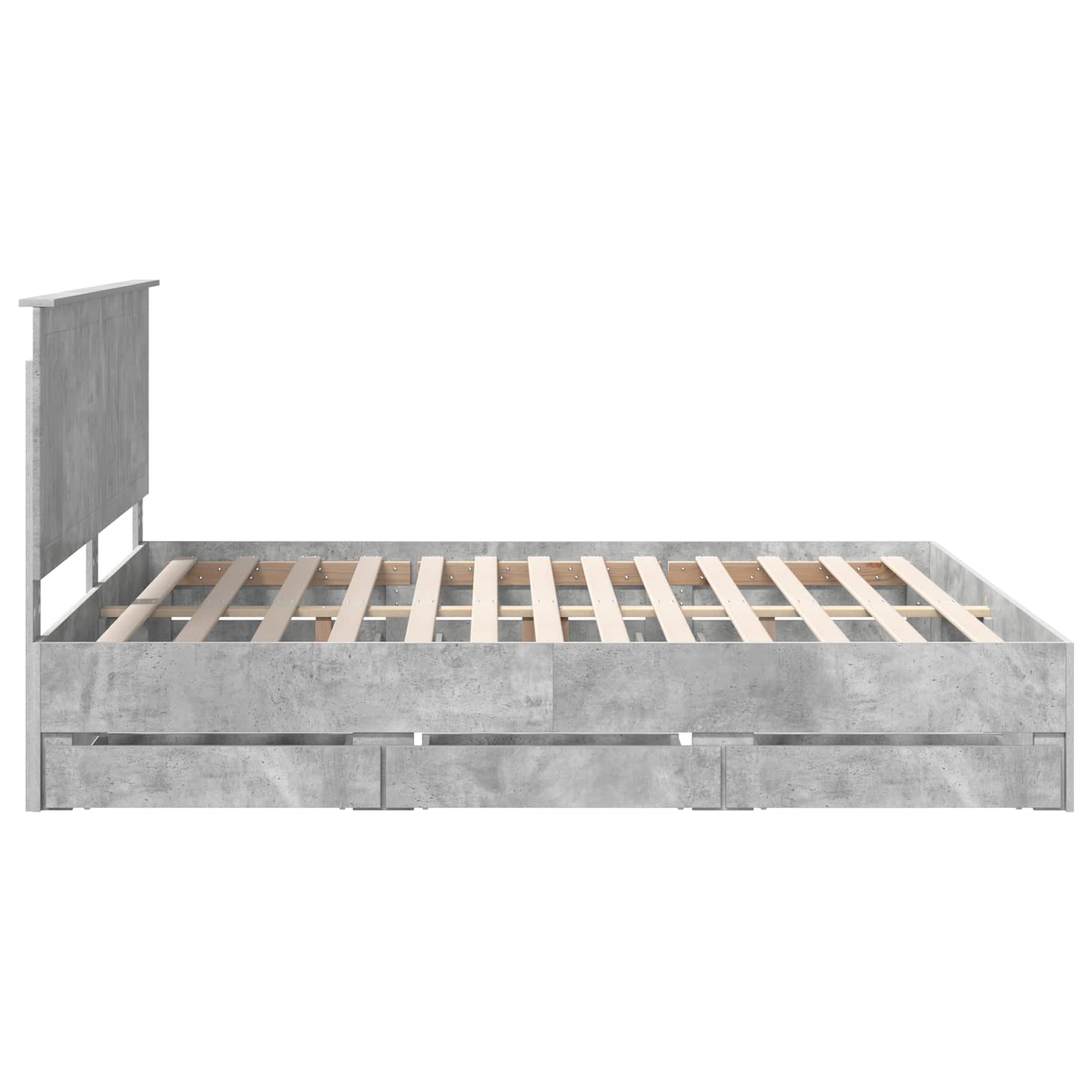 Bed Frame with Drawer Concrete Grey 180 x 200 cm Engineer Wood