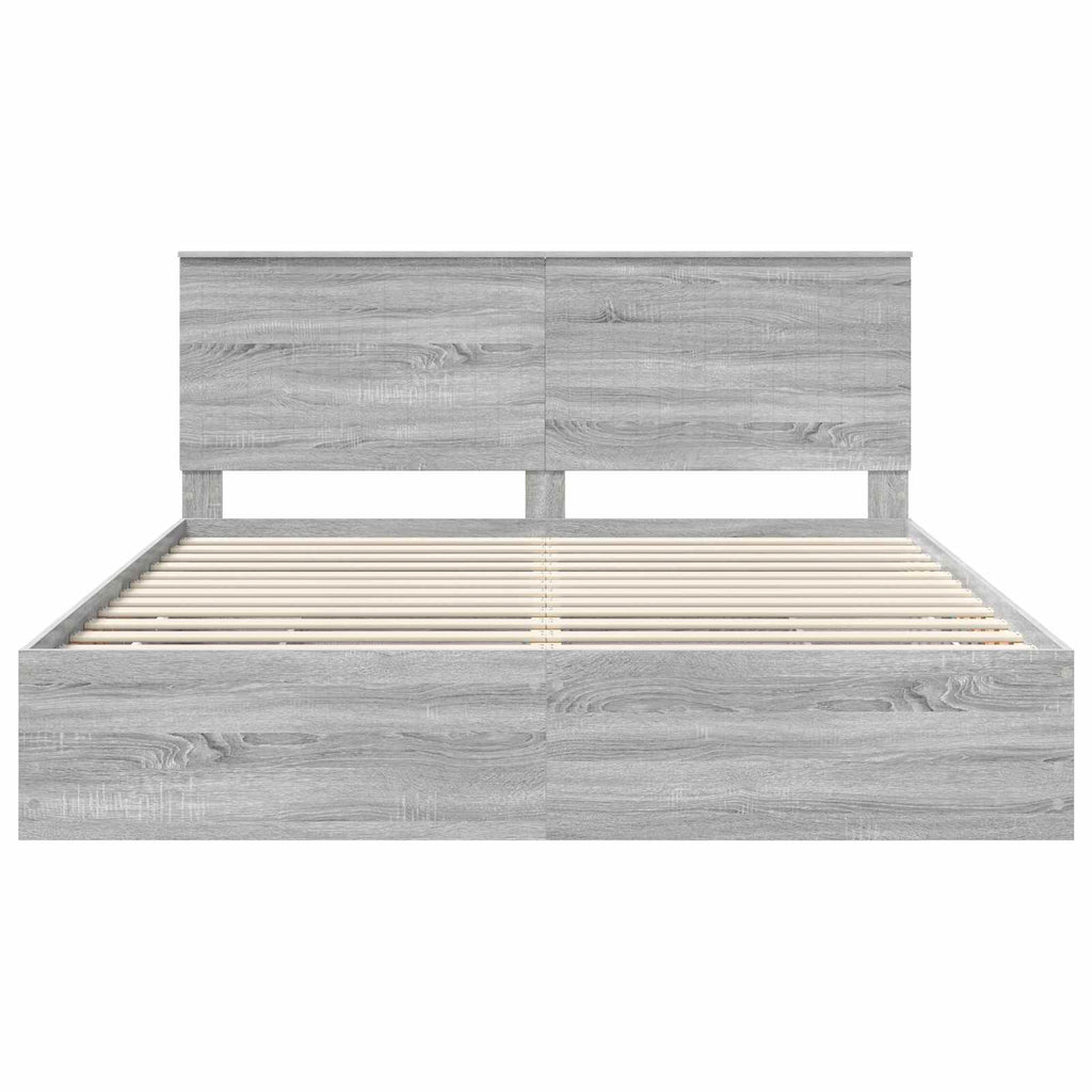 Bed Frame with Drawer Grey Sonoma 180 x 200 cm Engineer Wood