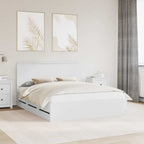 Bed Frame with Drawer White 160 x 200 cm Engineer Wood