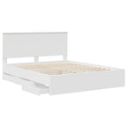 Bed Frame with Drawer White 160 x 200 cm Engineer Wood