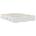 Bed Frame with Drawer White 160 x 200 cm Engineer Wood