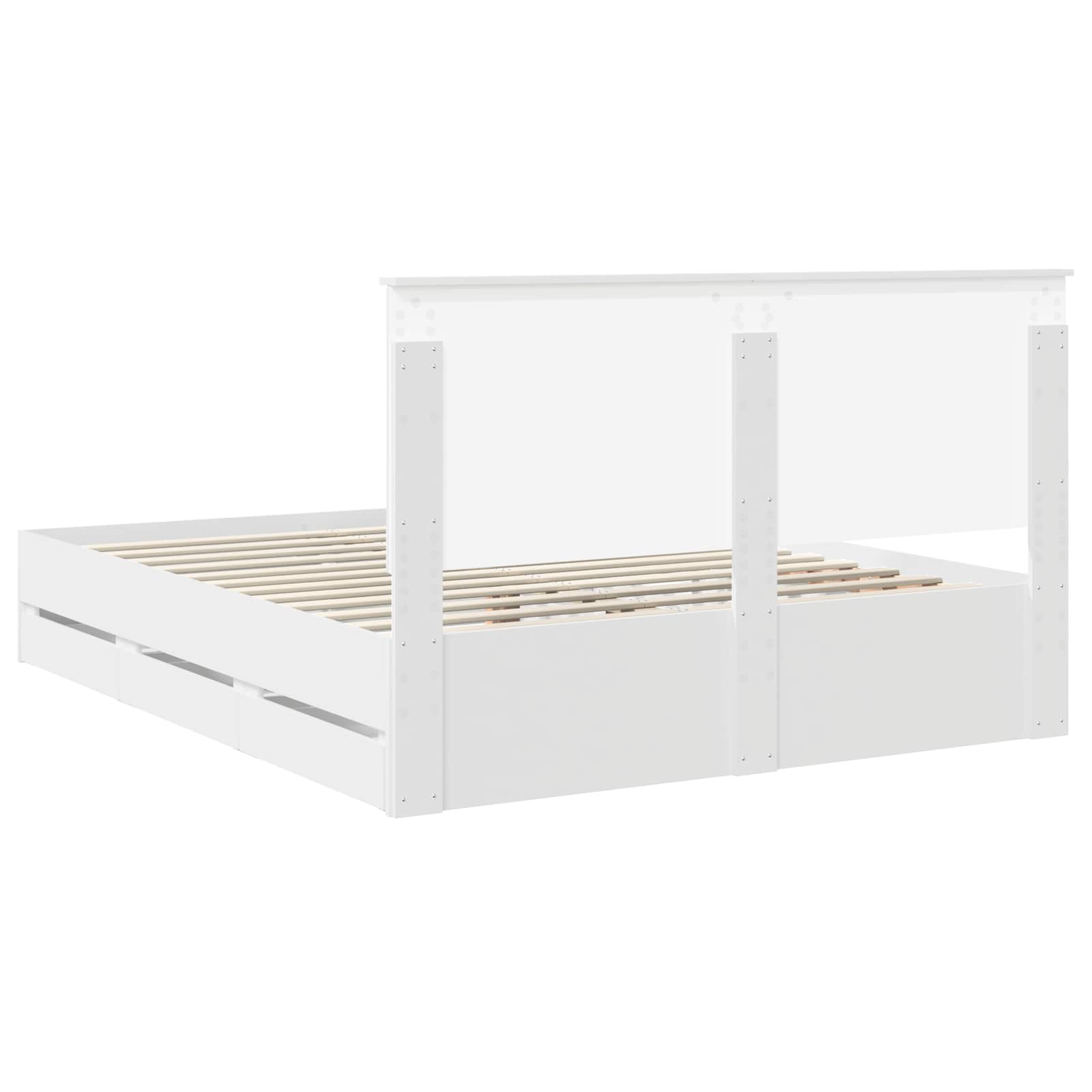 Bed Frame with Drawer White 160 x 200 cm Engineer Wood