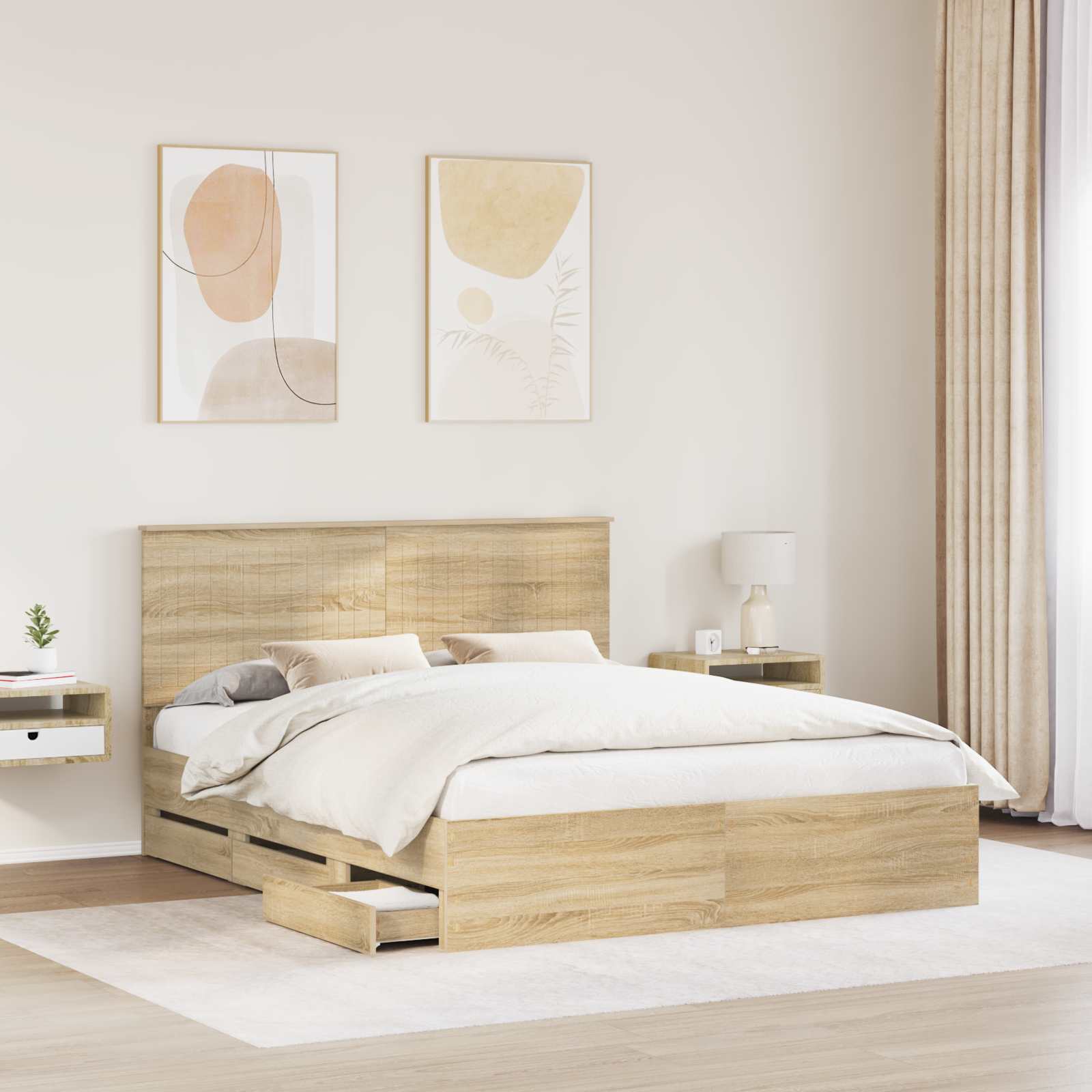 Bed Frame with Drawer Sonoma Oak 160 x 200 cm Engineer Wood