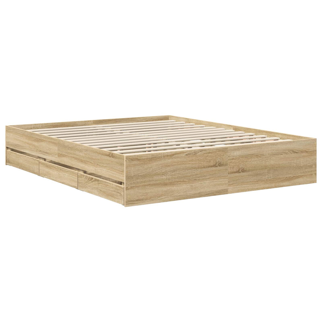 Bed Frame with Drawer Sonoma Oak 160 x 200 cm Engineer Wood