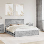 Bed Frame with Drawer Concrete Grey 160 x 200 cm Engineer Wood