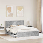 Bed Frame with Drawer Concrete Grey 160 x 200 cm Engineer Wood