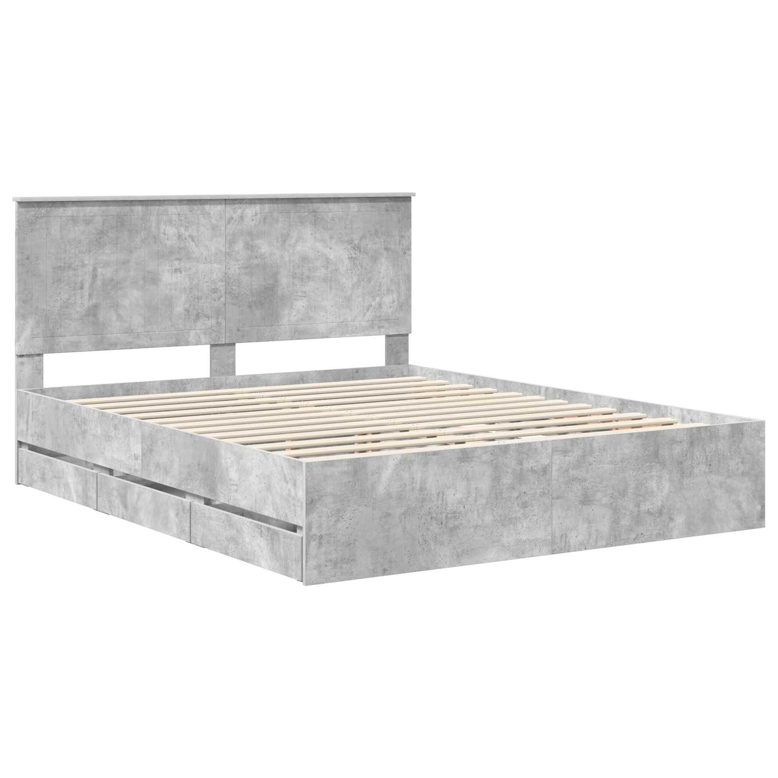 Bed Frame with Drawer Concrete Grey 160 x 200 cm Engineer Wood