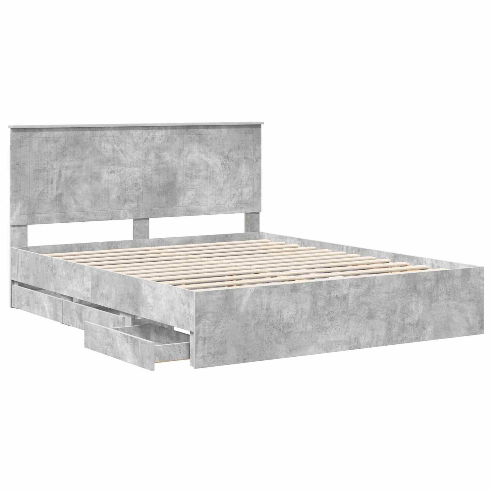 Bed Frame with Drawer Concrete Grey 160 x 200 cm Engineer Wood