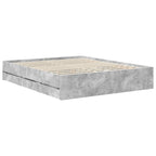 Bed Frame with Drawer Concrete Grey 160 x 200 cm Engineer Wood