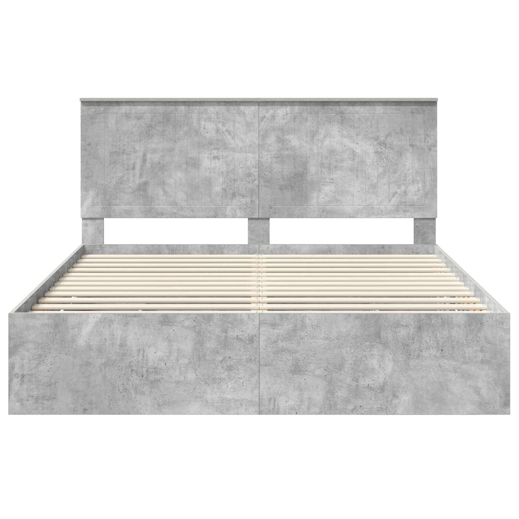 Bed Frame with Drawer Concrete Grey 160 x 200 cm Engineer Wood