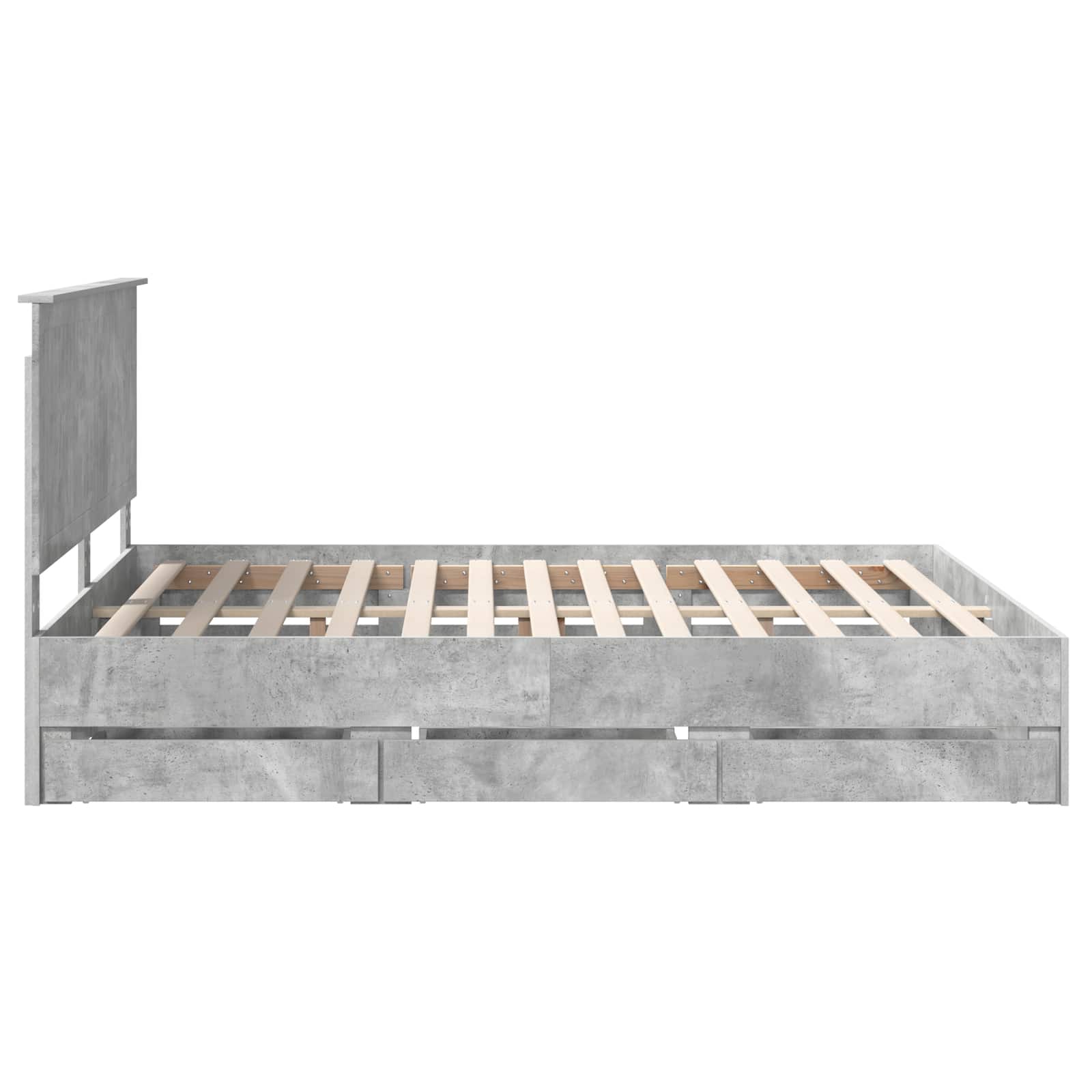 Bed Frame with Drawer Concrete Grey 160 x 200 cm Engineer Wood