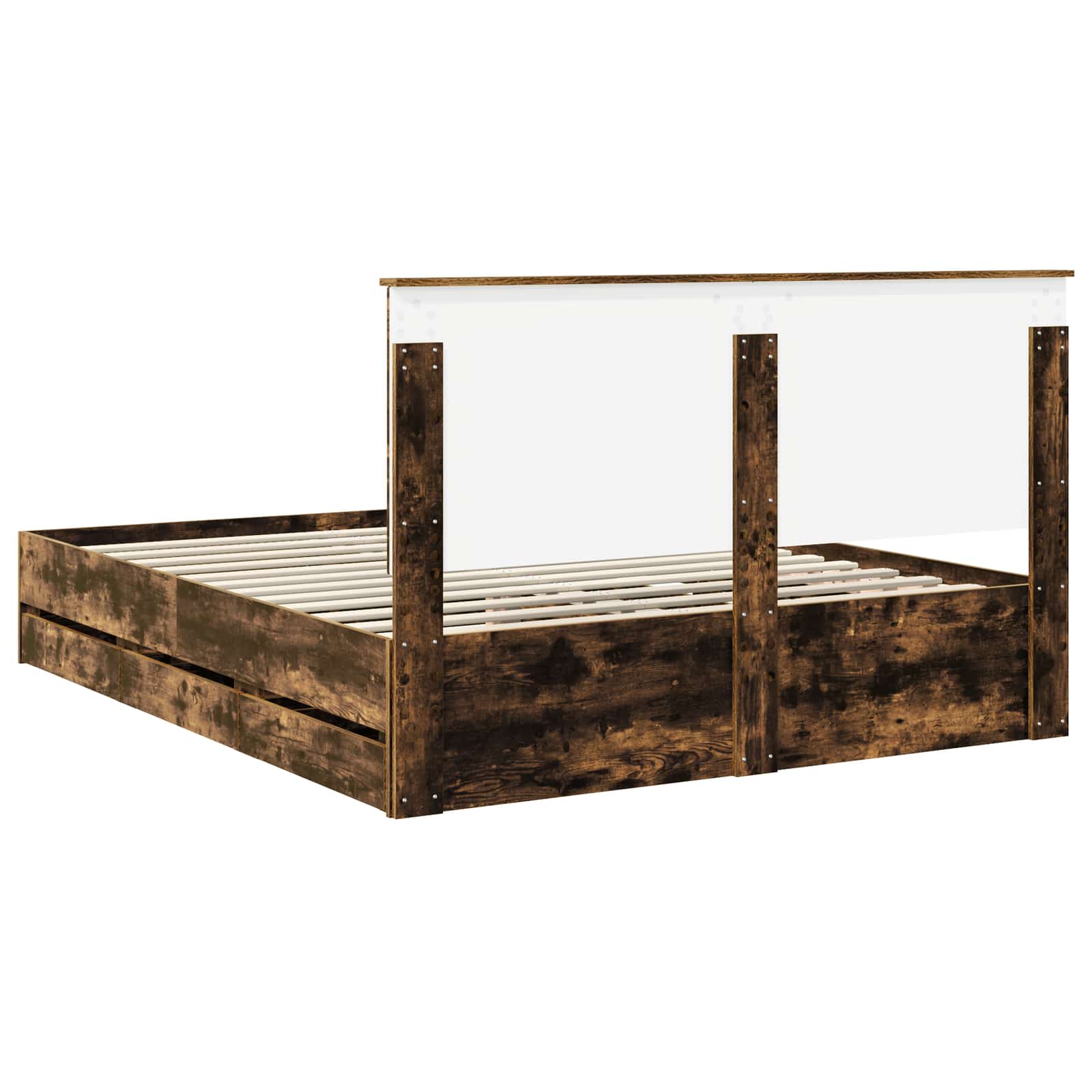 Bed Frame with Drawer Smoked Oak 160 x 200 cm Engineer Wood