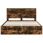 Bed Frame with Drawer Smoked Oak 160 x 200 cm Engineer Wood