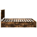 Bed Frame with Drawer Smoked Oak 160 x 200 cm Engineer Wood
