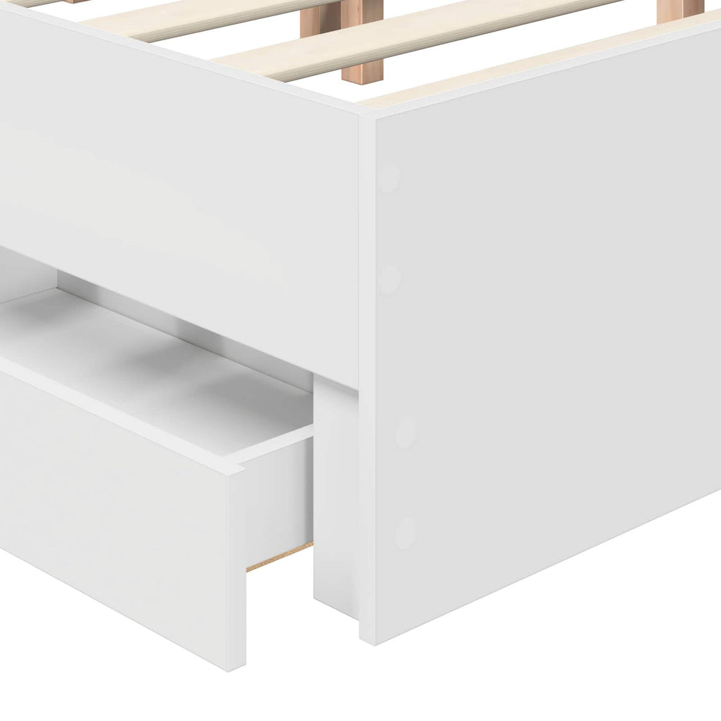 Bed Frame with Drawer White 150 x 200 cm Engineer Wood