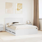 Bed Frame with Drawer White 150 x 200 cm Engineer Wood