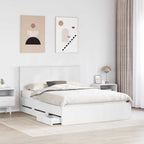 Bed Frame with Drawer White 150 x 200 cm Engineer Wood